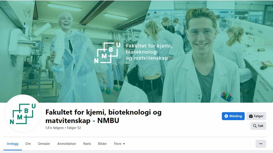 Skjermbilde av fakultetets Facebook-side